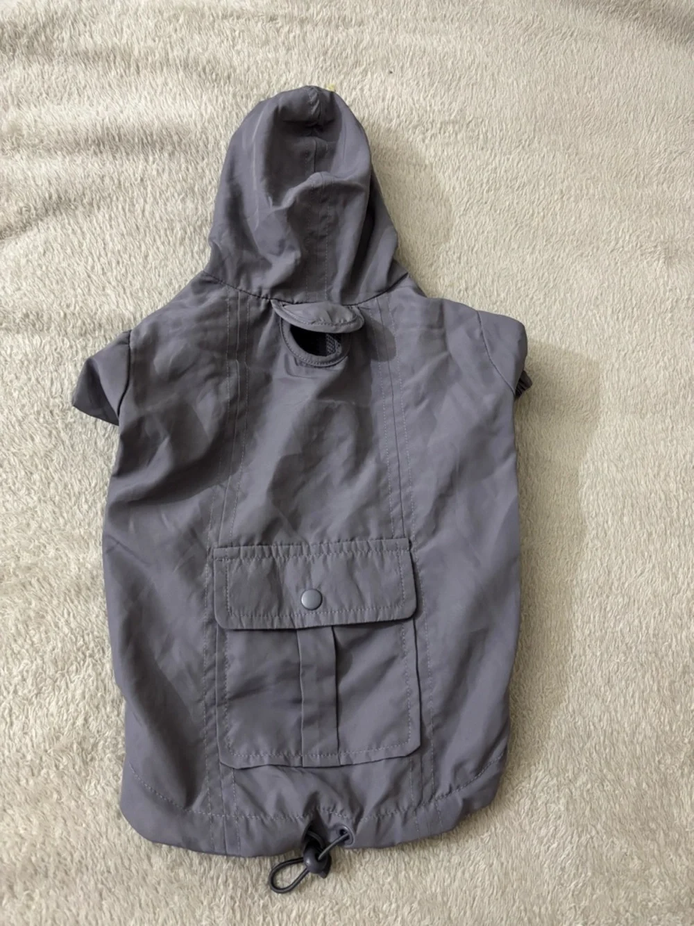 Gray waterprof dog raincoat whit hood